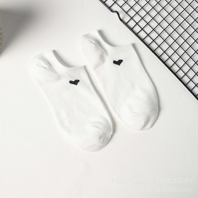 Polyester Elastane Low Cut Casual Heart Print Women Socks