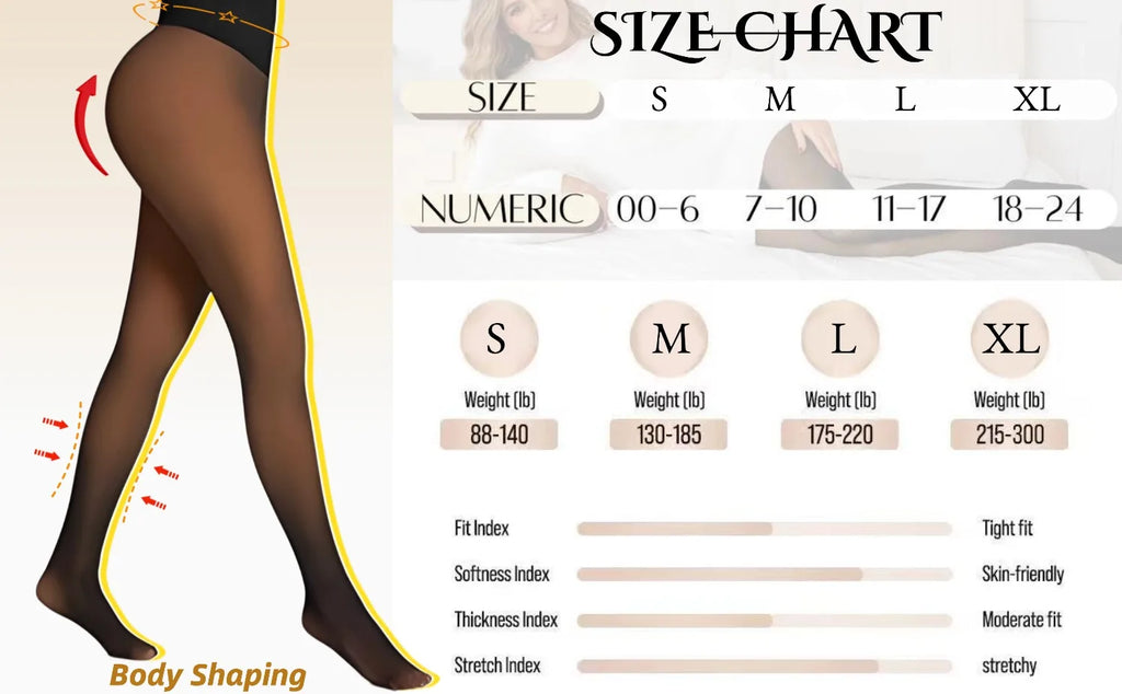 Fleece Lined Translucent High Waisted Thermal Tights
