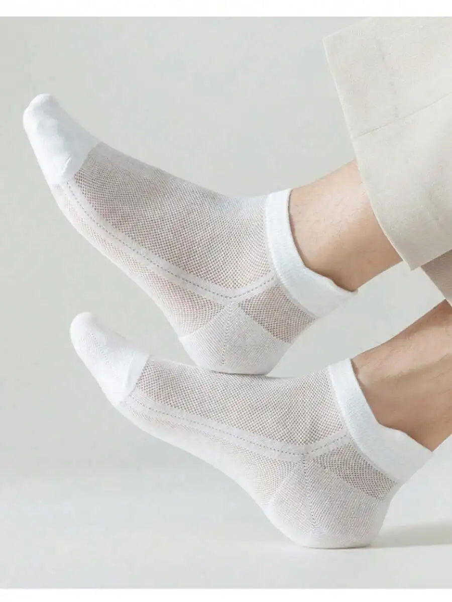 Cotton Polyester Ankle Socks Breathable Mesh Summer Casual Footwear