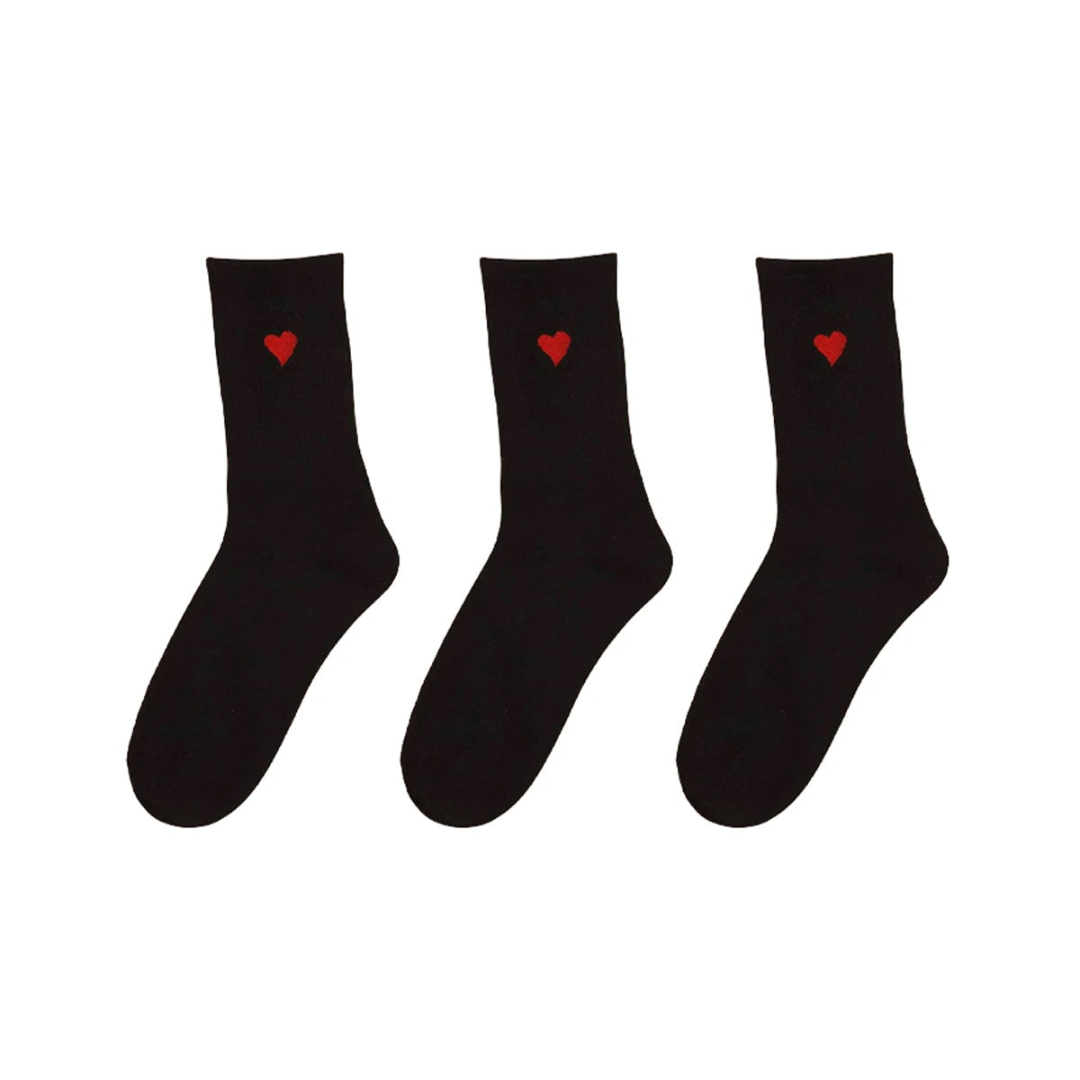 Polyester Elastane Heart Pattern Crew Socks