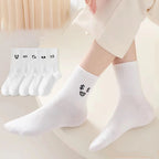 Polyester Blend Cartoon Expression Mid Tube Socks