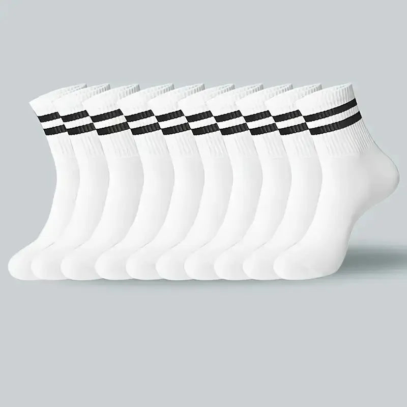 Striped Polyester Blend Mid Tube Casual Socks