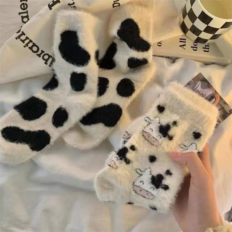 Plush Cartoon Mid Calf Socks Polyester Blend - 2