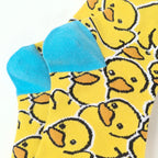 Polyester Elastane Yellow Duck Pattern Mid Calf Socks