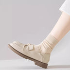 Cotton Blend Ribbed Crew Socks for Women