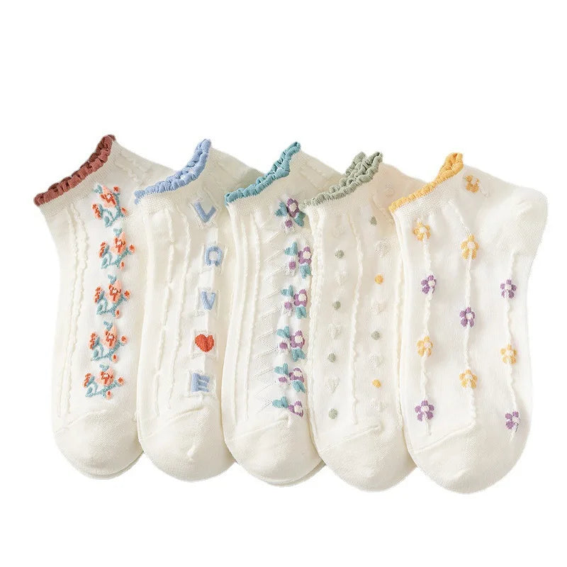 Floral Polyester Elastane Low Cut Socks - 11