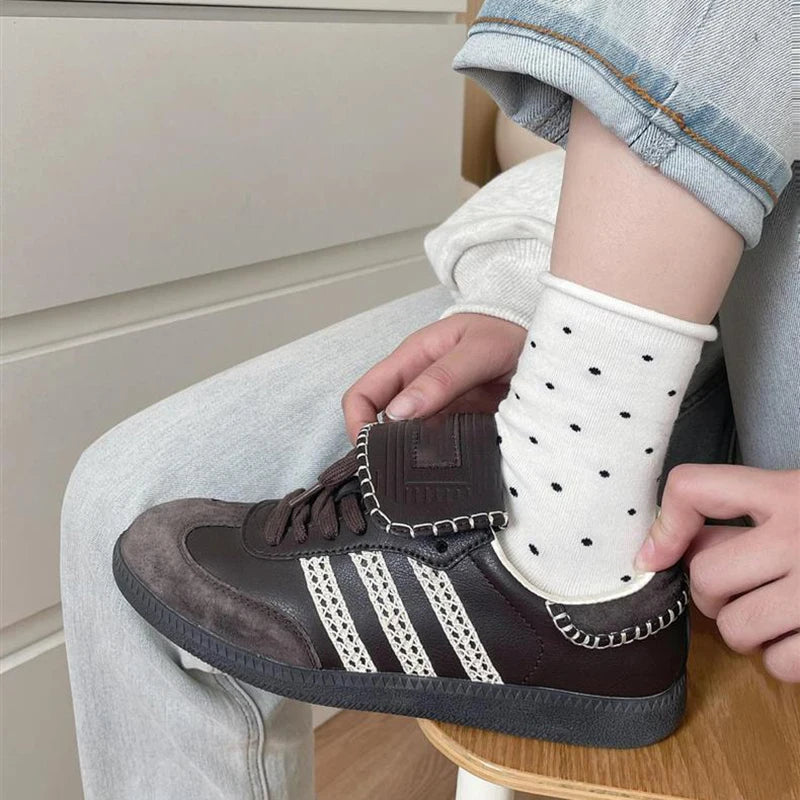 Polyester Elastane Polka Dot Mid Tube Casual Socks