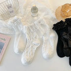 Polyester Lace Ruffle Lolita Socks Mid Tube Casual Wear