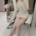 Floral Lace Over Knee Stockings Nylon Spandex Hosiery