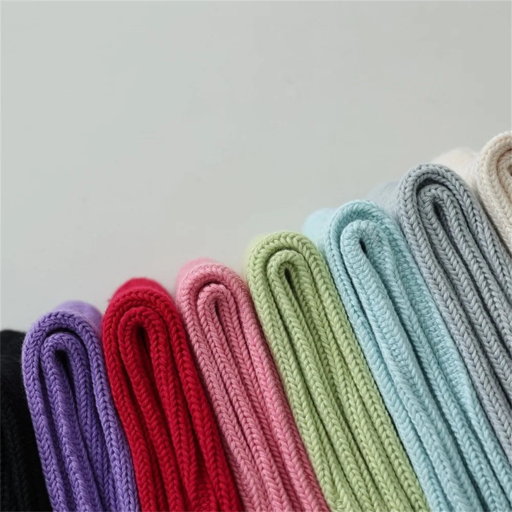 Thick Cotton Knit Mid Tube Crew Socks - 9