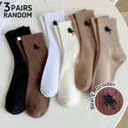 Polyester Elastane Crew Socks Embroidered Casual Socks