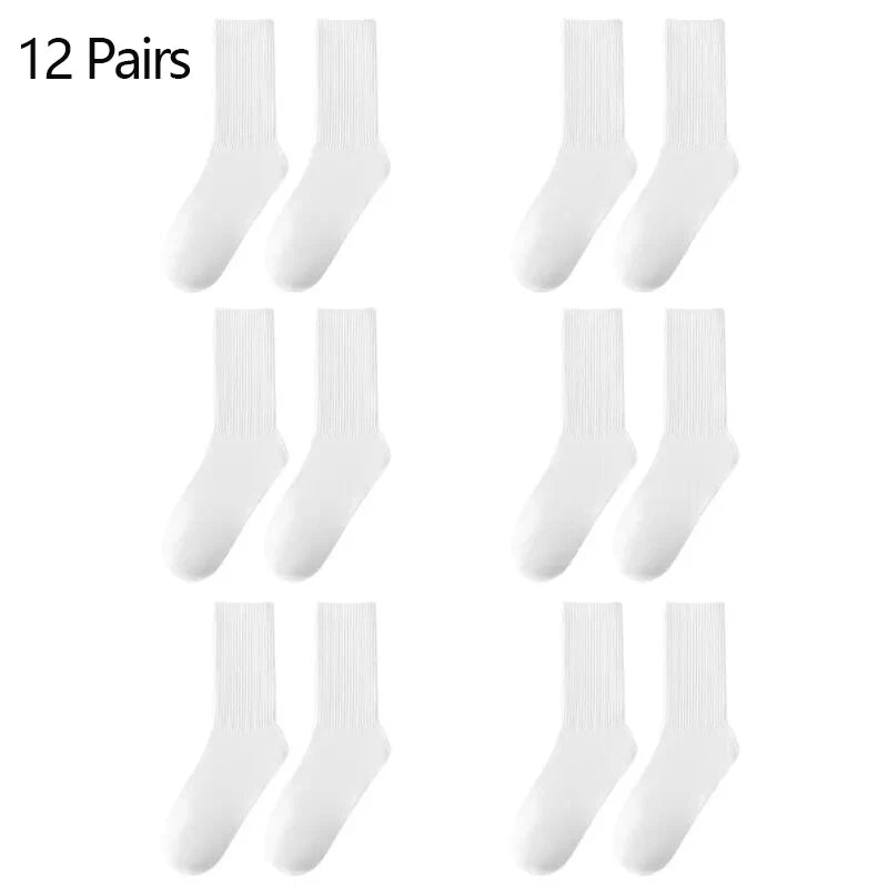 Polyester Elastane Blend Crew Socks 6 or 12 Pairs