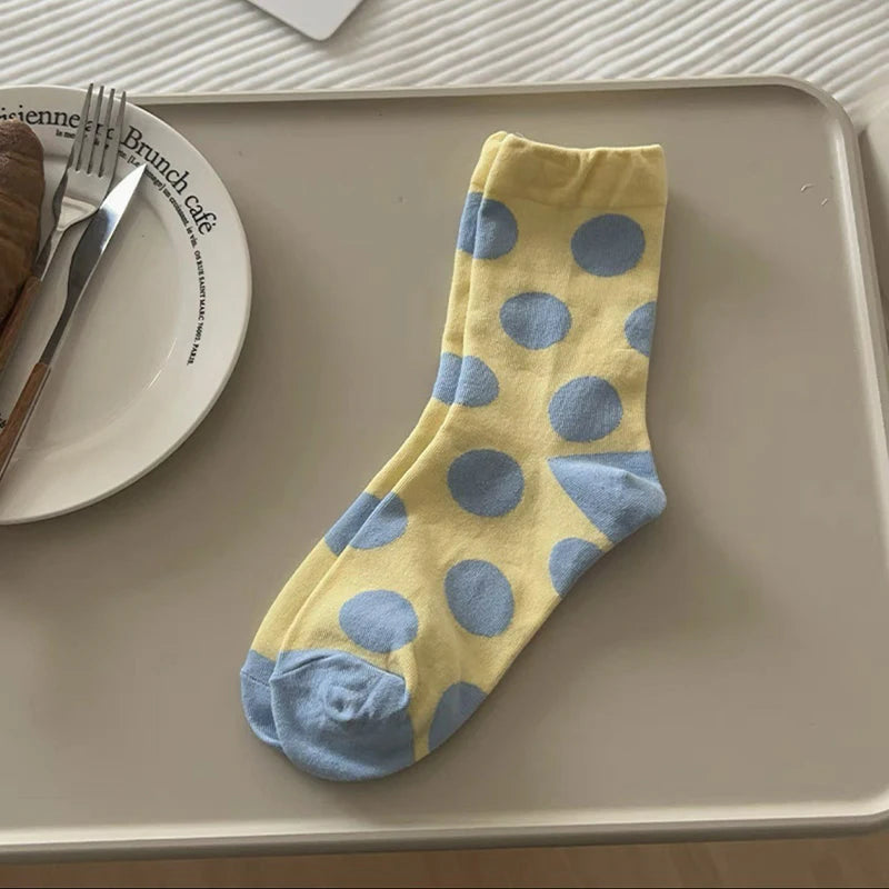 Cotton Polka Dot Mid Tube Casual Socks - 11