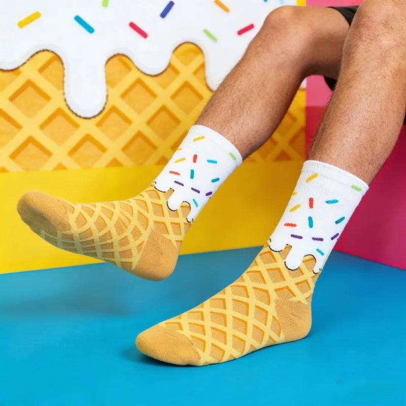 Cotton Blend Waffle And Frosting Pattern Crew Socks
