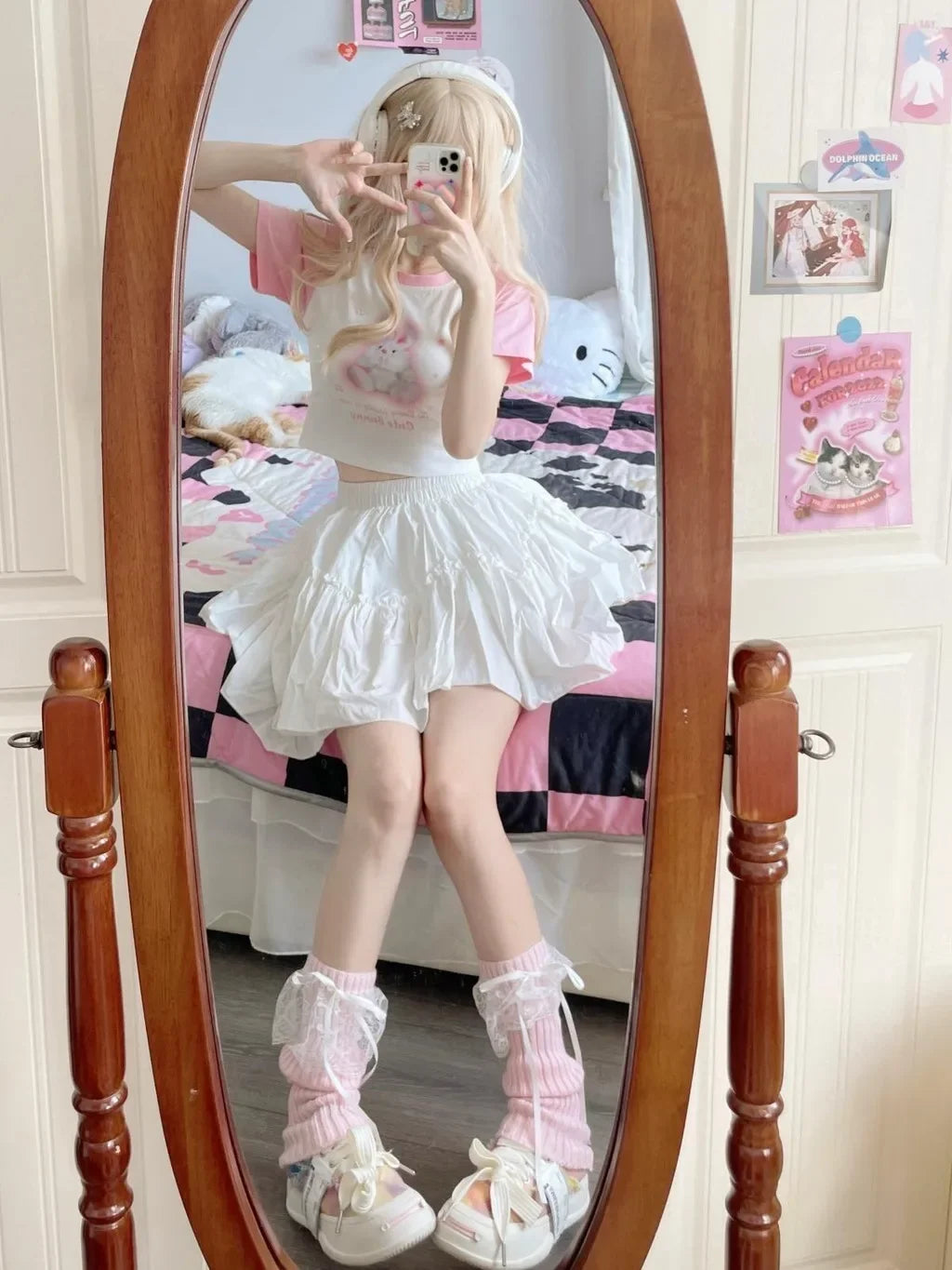 Acrylic Knitted Lace Bow Leg Warmers - 2