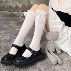 Nylon Lace Bowknot Knee High Socks