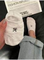 Cotton Polyester Invisible No Show Bow Socks