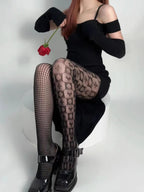 Nylon Asymmetric Striped Mesh Tights