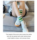 Striped Polyester Cotton Blend Casual Crew Socks
