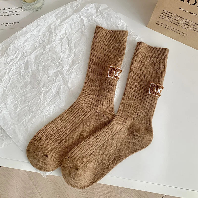 Thickened Polyester Mid Calf Knit Socks