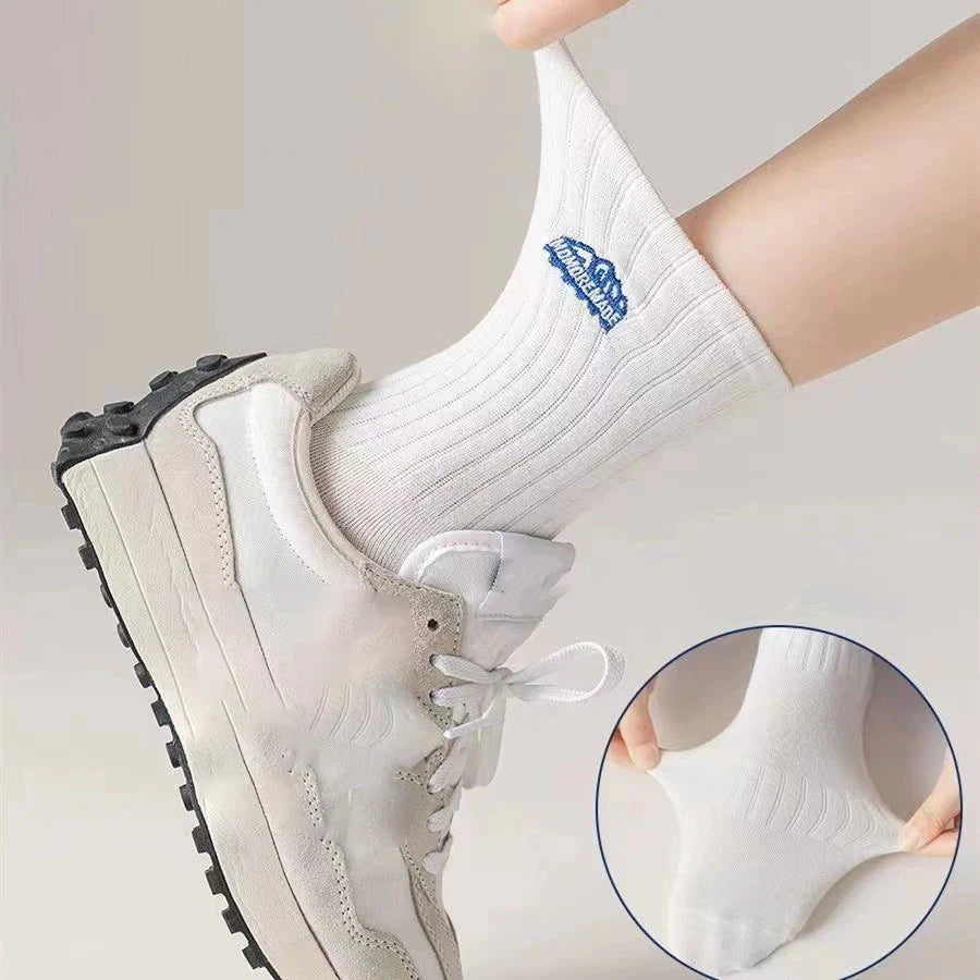 Polyester Blend Crew Socks Casual Footwear 4 Pair Set