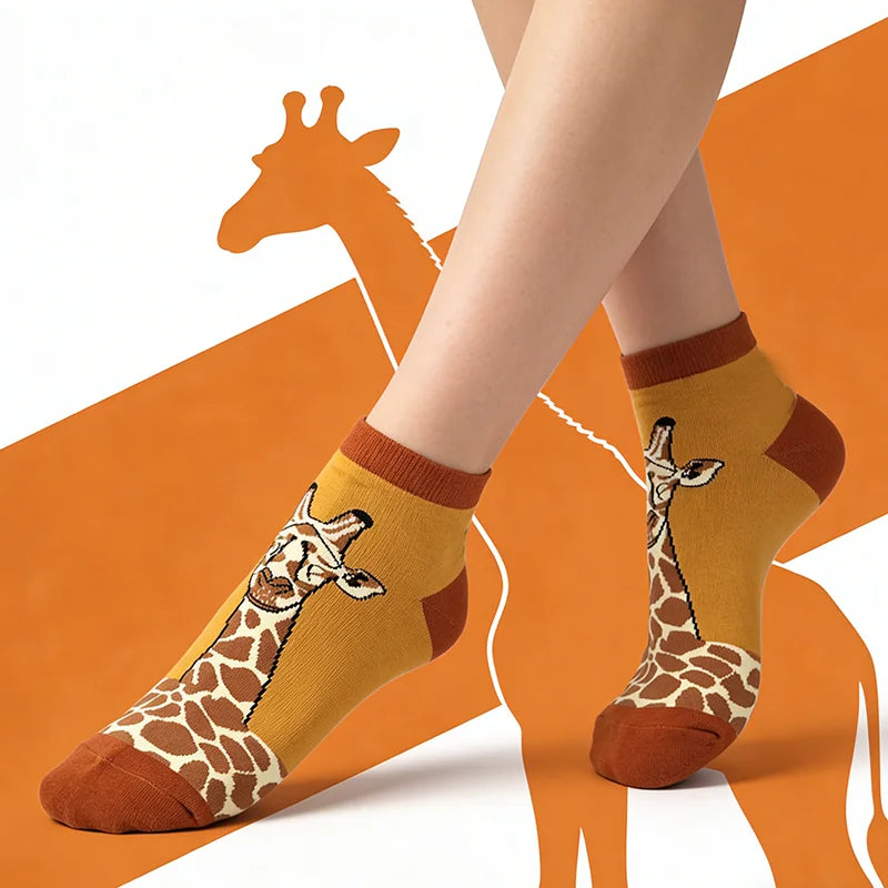 Cotton Giraffe Print Ankle Socks