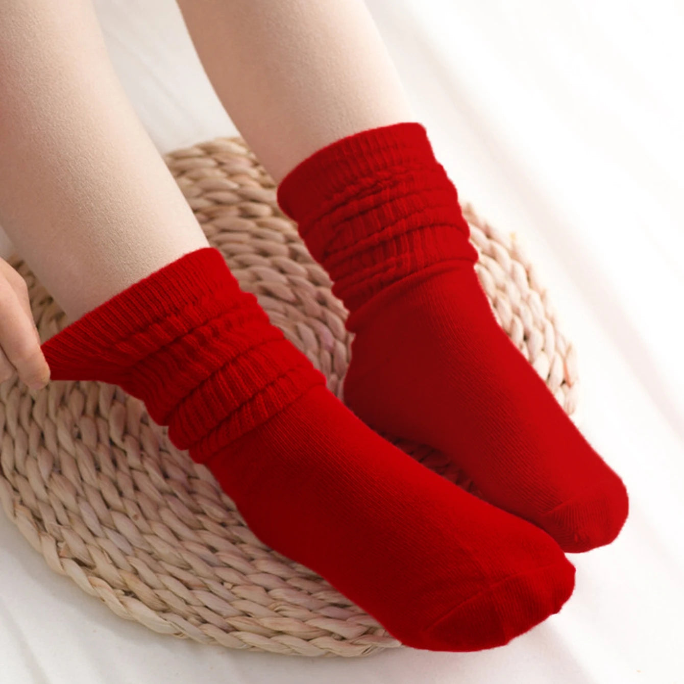 Polyester Elastane Knit Slouch Crew Socks - 4