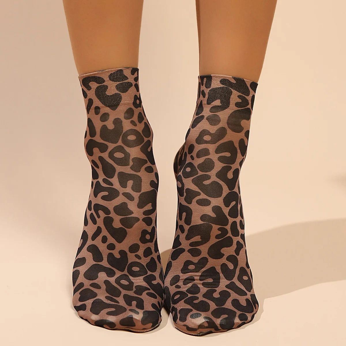 Leopard Print Nylon Casual Ankle Socks