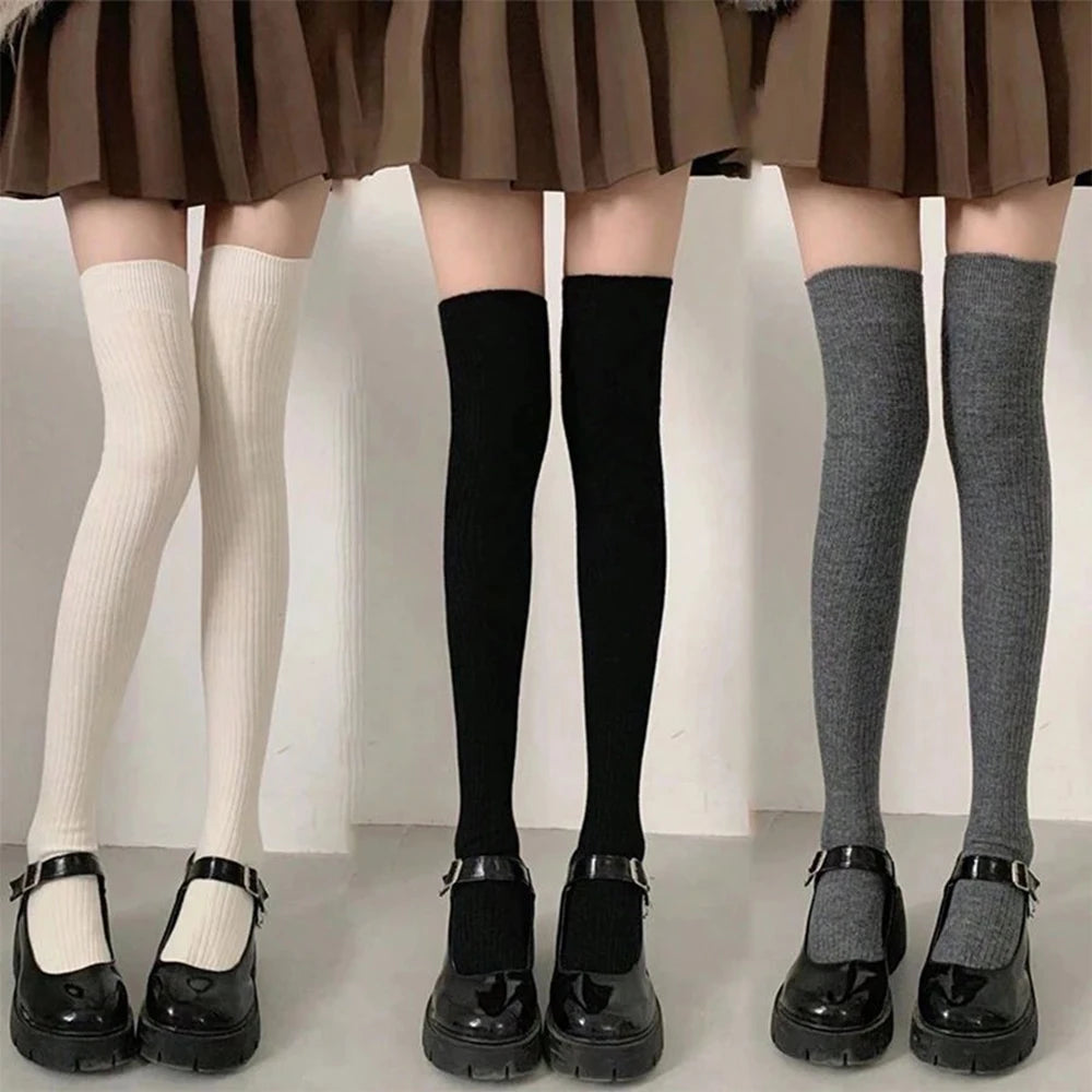 Polyester Elastane Striped Knee High Stockings