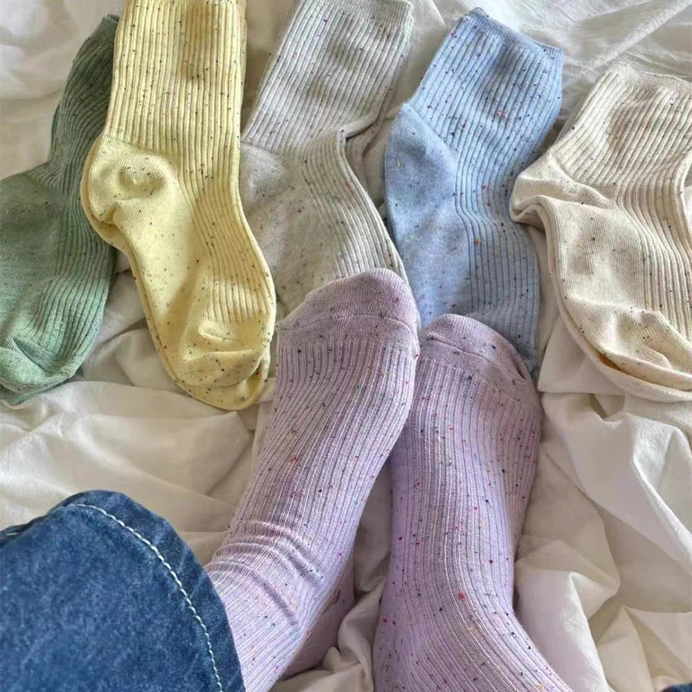 Polyester Elastane Blend Mid Tube Casual Socks