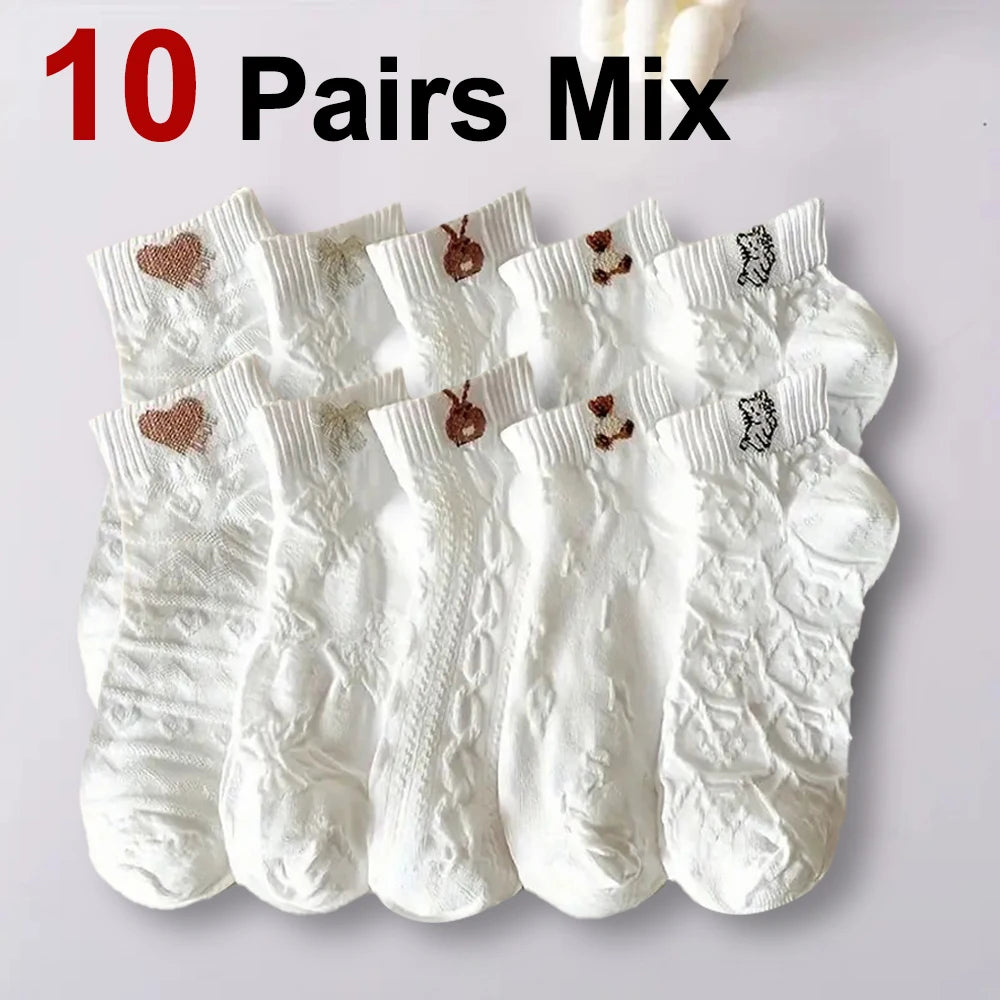 Polyester Elastane Cartoon Printed Low Tube Casual Socks