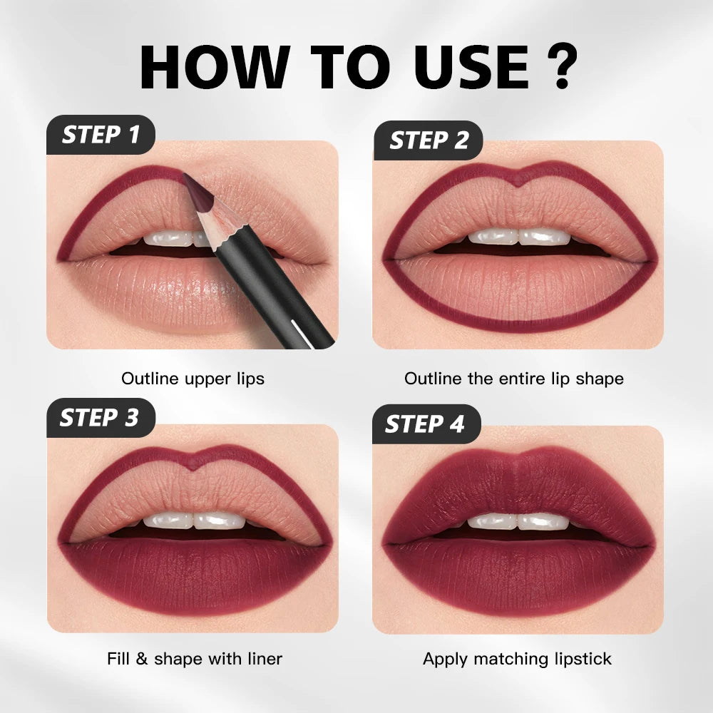 12 Piece Waterproof Matte Lip Liner Pencil Set - 11