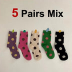 Polyester Elastane Polka Dot Mid Tube Casual Socks