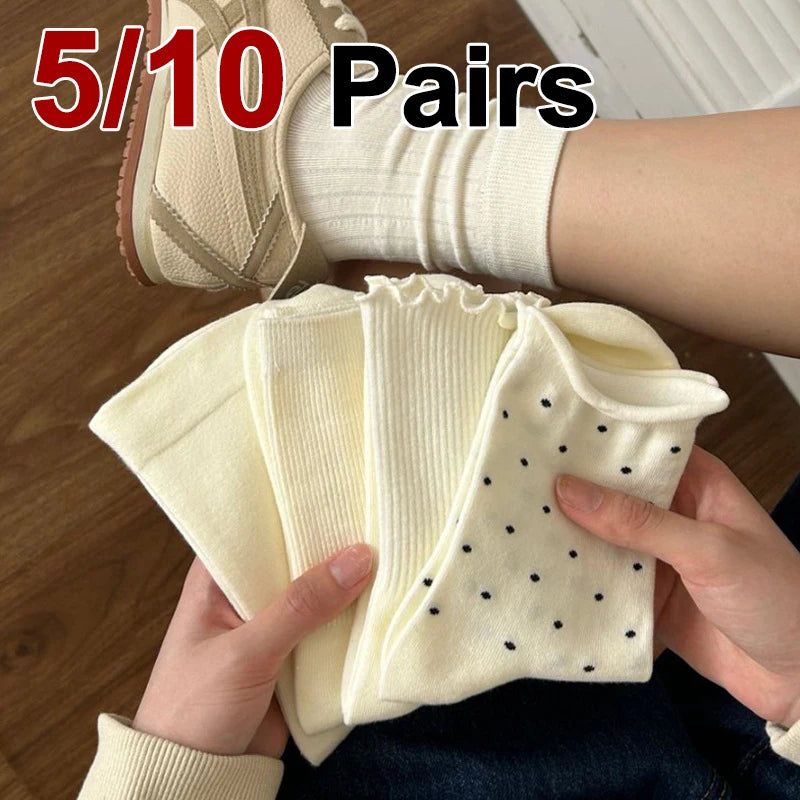 Polyester Elastane Casual Mid Tube Socks For Women - 1