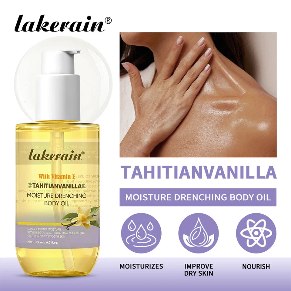 Vanilla Scented Moisturizing Body Oil for Dry Skin Hydration