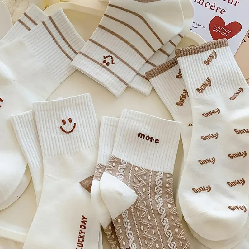 Polyester Blend Mid Tube Socks Women Casual Daily Wear