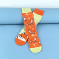 Cotton Blend Fox Pattern Mid Calf Socks