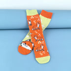 Cotton Blend Fox Pattern Mid Calf Socks