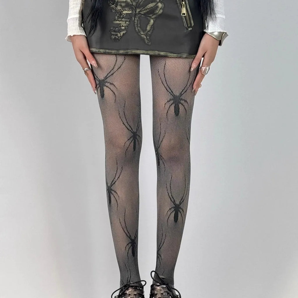 Nylon Spider Pattern Pantyhose Sheer Tights
