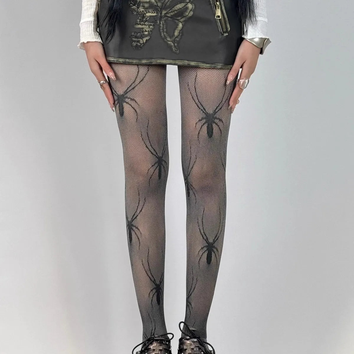 Nylon Spider Pattern Pantyhose Sheer Tights