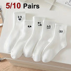 Polyester Blend Cartoon Expression Mid Tube Socks