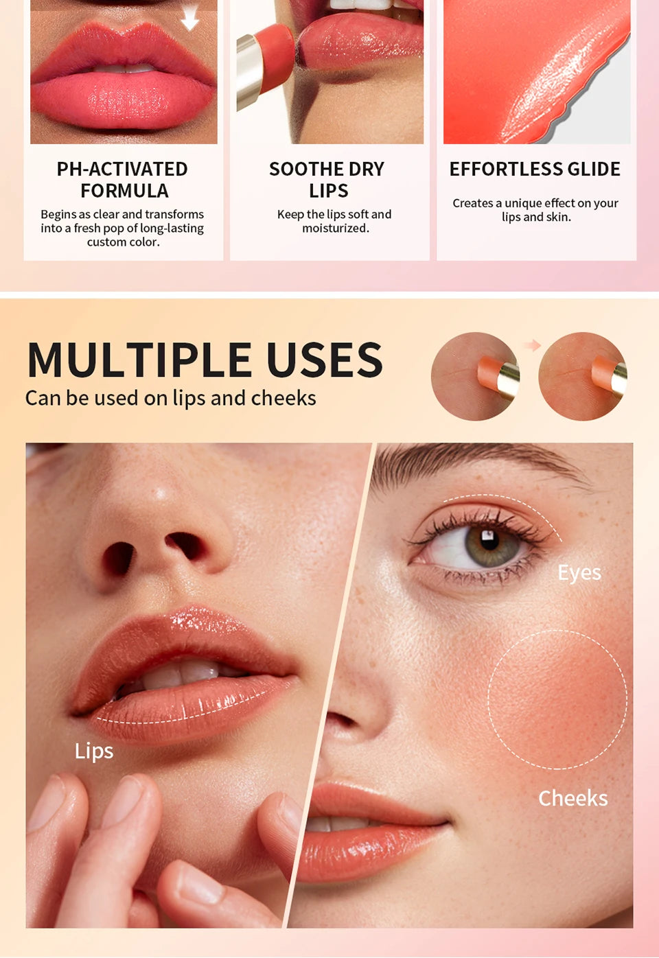 PH Color Changing Lip and Cheek Stain Moisturizing Balm