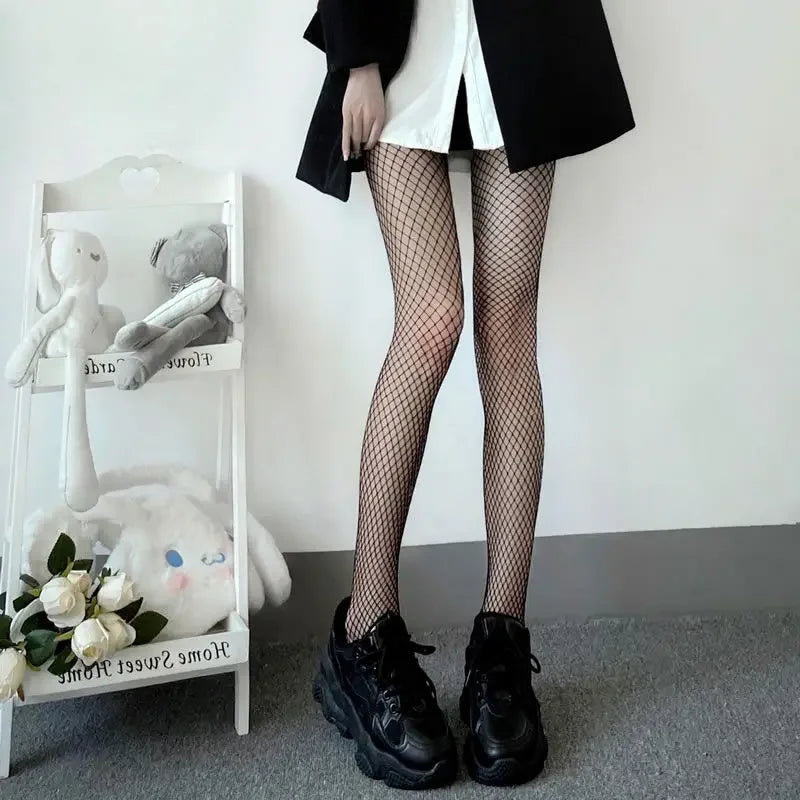 Nylon Mesh Fishnet Tights High Waist Pantyhose