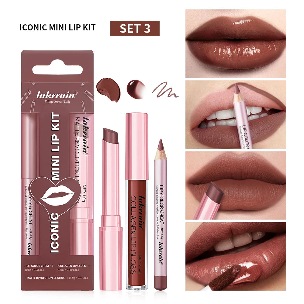 Mini Lip Liner Lipstick and Lip Gloss Makeup Set - 21