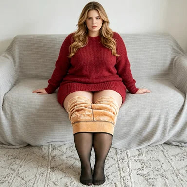 Fleece Lined Translucent Thermal Tights for Women - 9