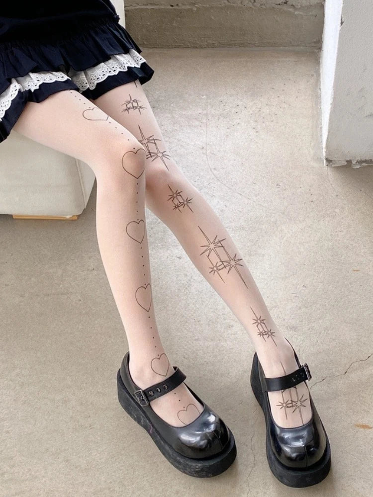 Nylon Patterned Sheer Tights Women - 2