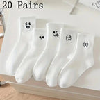 Polyester Blend Cartoon Expression Mid Tube Casual Socks