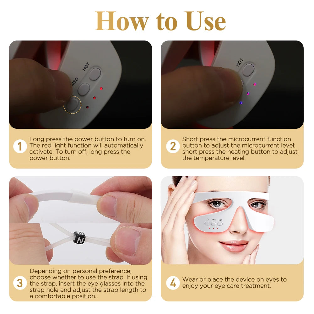 3D LED Red Light Vibration Eye Massager for Fatigue Relief - 20