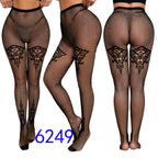 Floral Pattern Nylon Mesh Pantyhose One Size