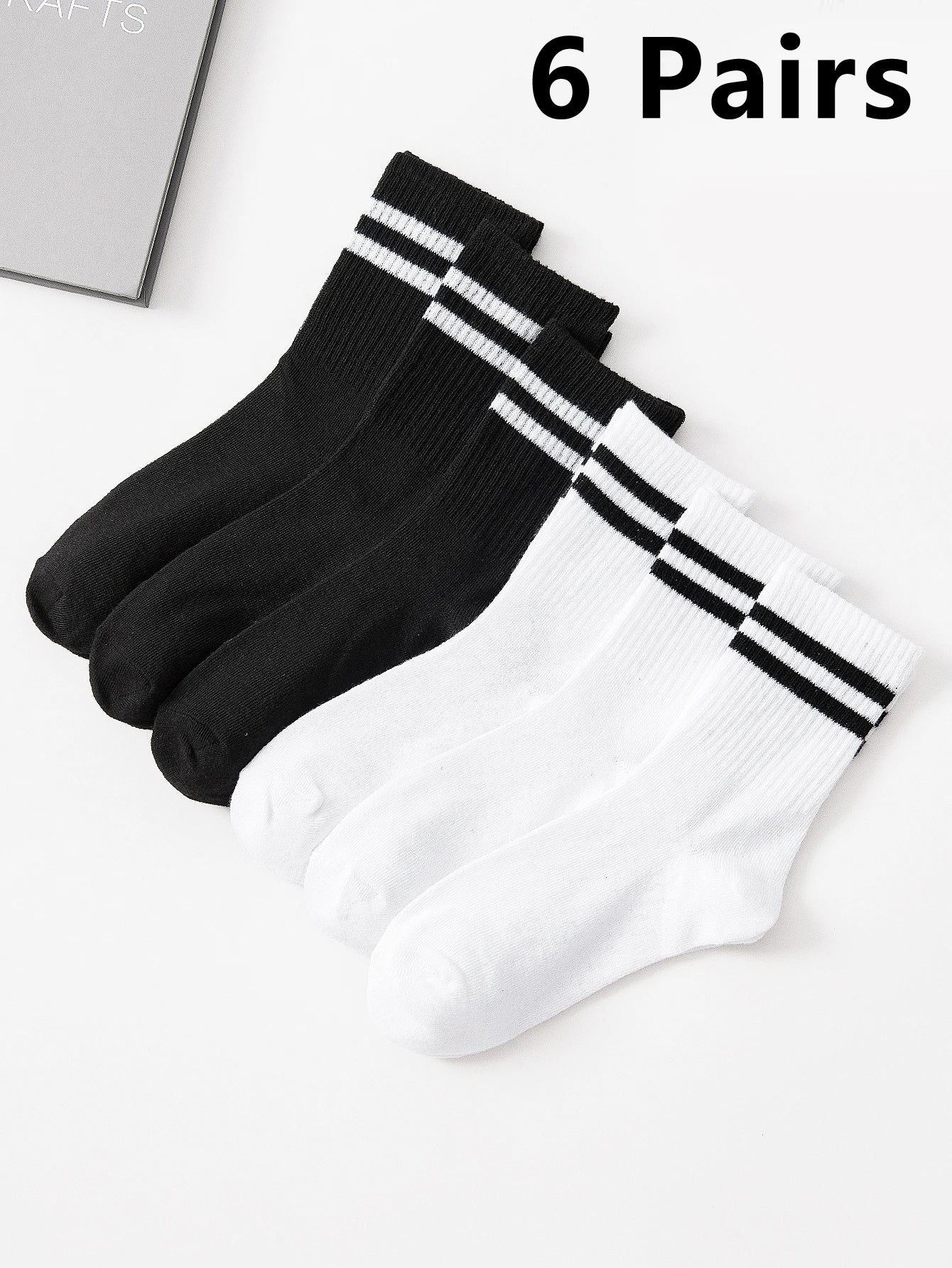 6 Pairs Polyester Elastane Crew Socks For Men - 2